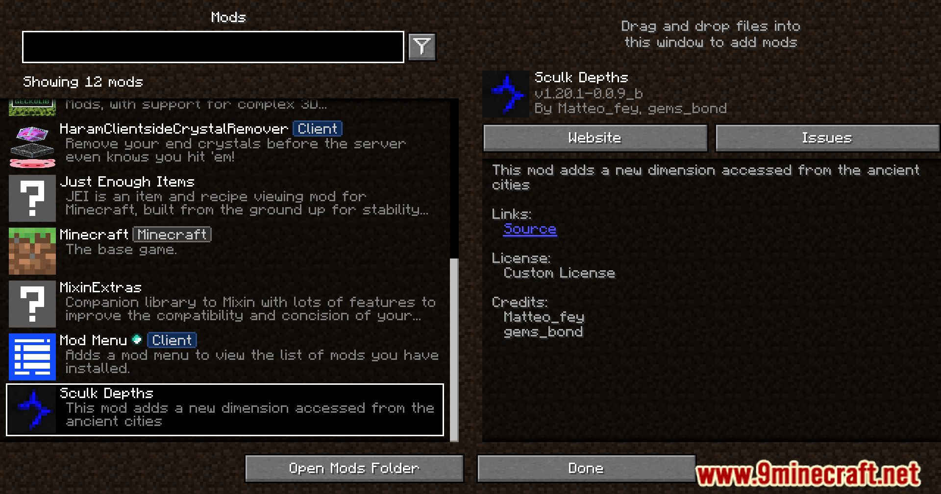 description_0 Mod Sculk Depths (1.20.4) - opens a dimension with secrets and difficulties