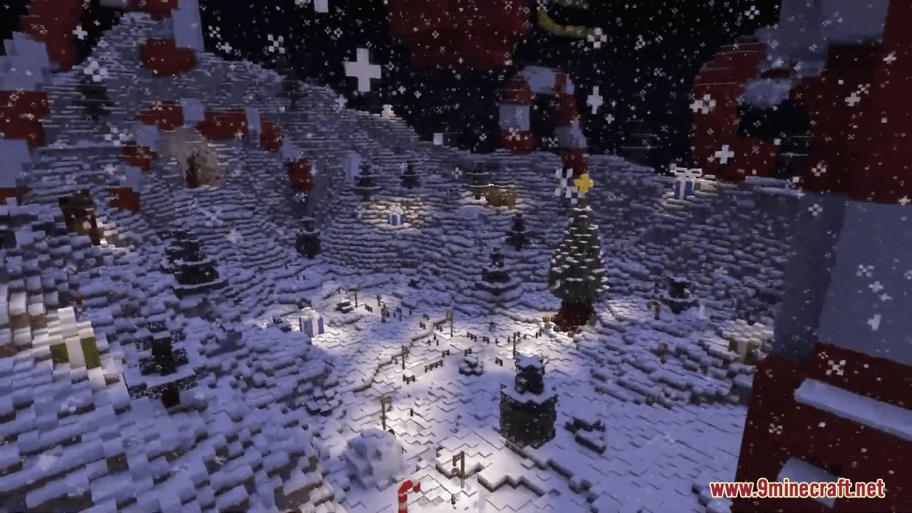description_9 Map Winter Valley (1.20.4, 1.19.4) - vibrant snow country