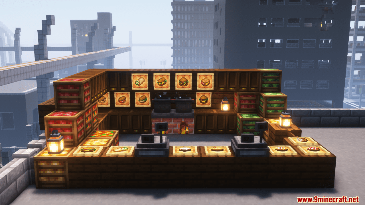 description_6 FastFood Delight Mod (1.19.2) - cheeseburgers, chicken with cheese, etc.!