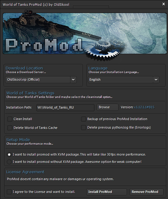 description_0 OldSkools ProMod para o Mundo dos Tanques 1.23.1.0