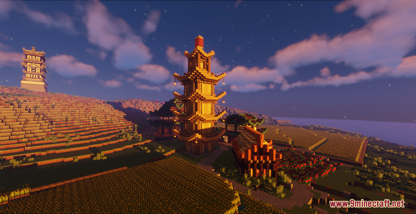 description_2 Medieval Japan Themed Building Map (1.20.4, 1.19.4) - Explore elegant Japanese houses