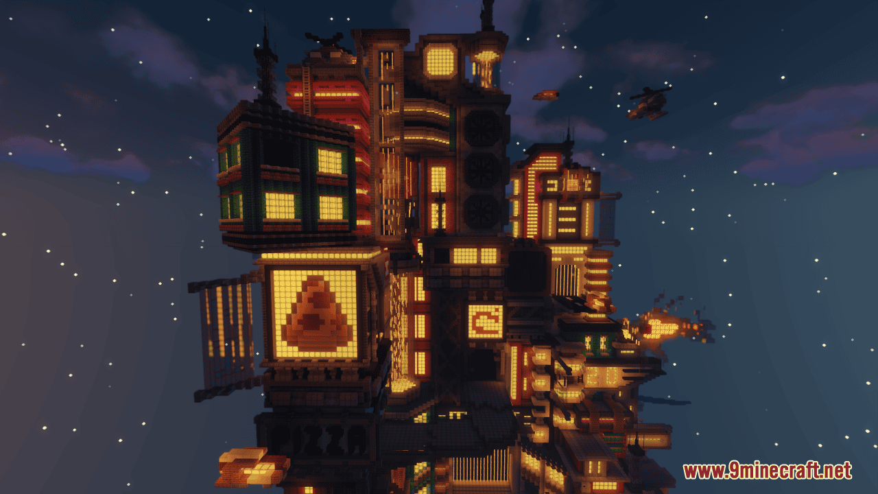 description_8 Cyberpunk Map (1.20.4, 1.19.4) - Cyberpunk inspired lobby