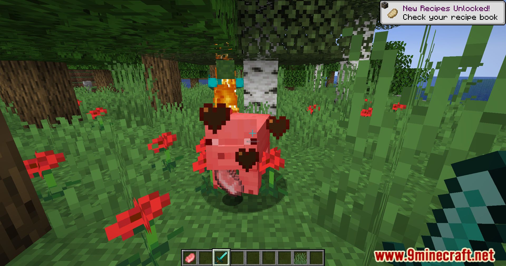 description_4 Clean Swing Through Grass Mod - Improves combat in Minecraft with green color.
