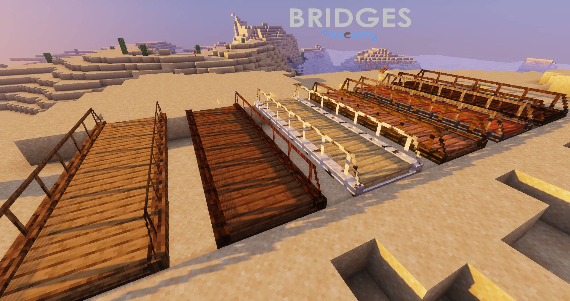 image 2 for Macaw's Bridges Mod (1.20.4) - Muchos tipos de puentes