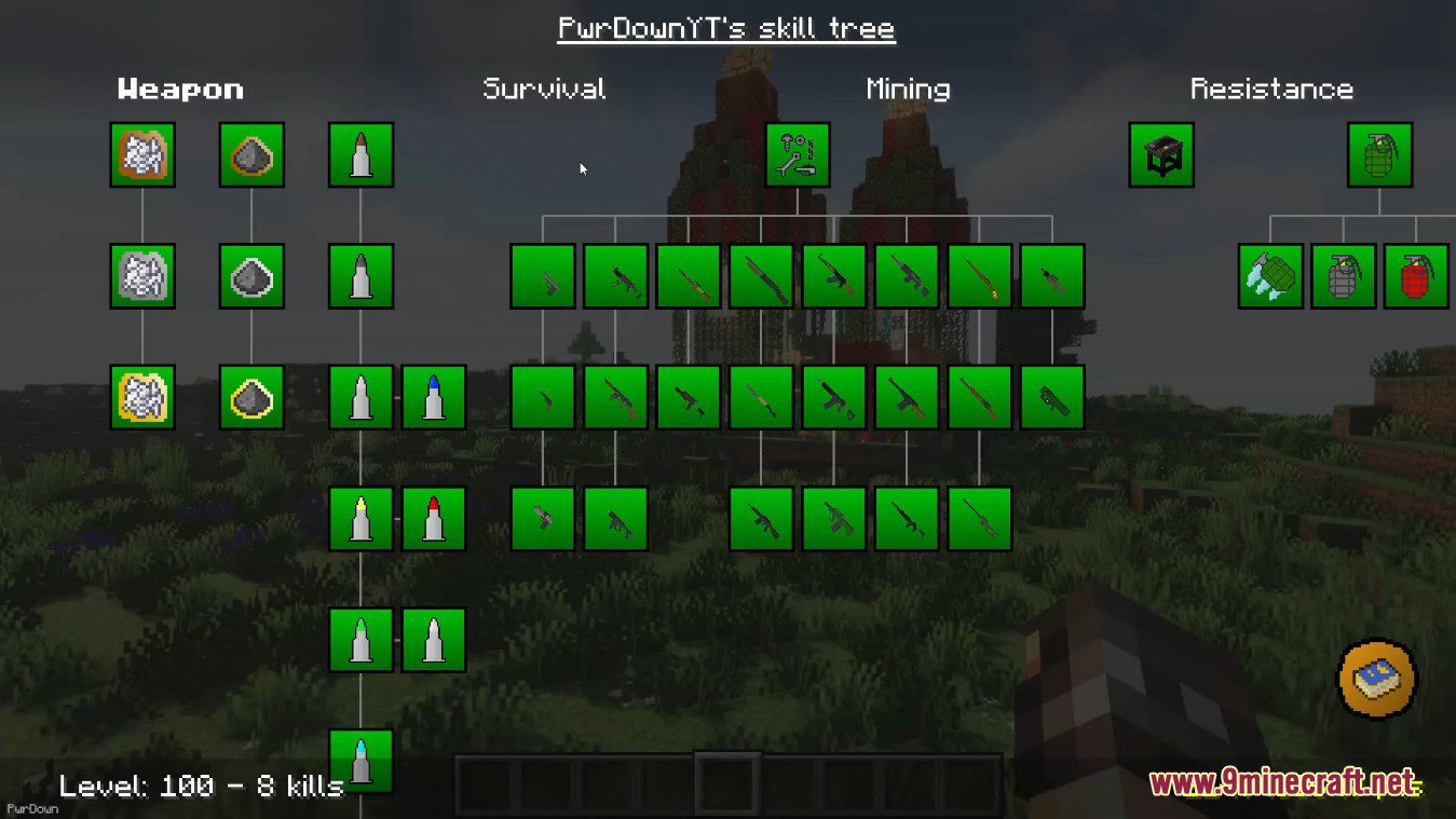 descripción_9 Guns RPG Mod (1.16.5) - Hardcore Minecraft