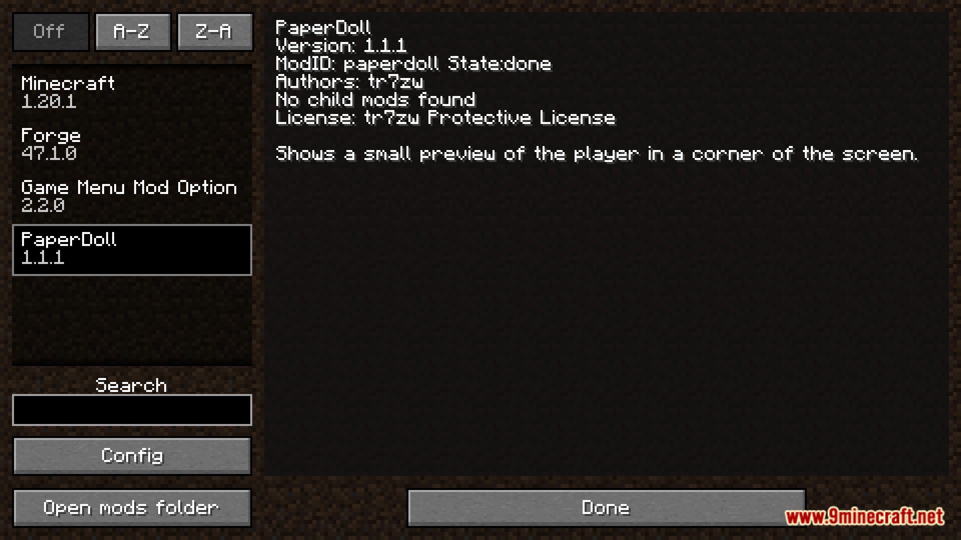 image 7 for PaperDoll Mod (1.20.4) - улучшите свои впечатления от Minecraft