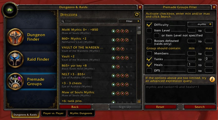 description_1 Premade Groups Filter