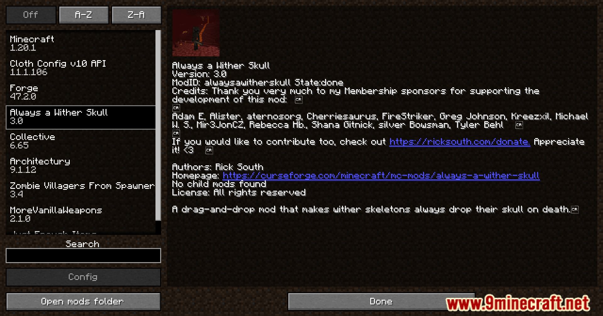 description_0 Always A Wither Skull Mod (1.20.4) - Упрощает сбор черепов в Minecraft
