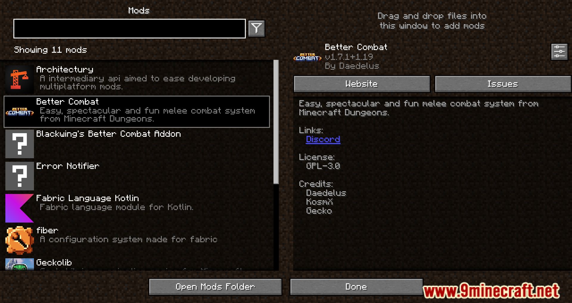 description_0 Blackwing's Better Combat Addon Mod é um novo nível de experiência de combate para Minecraft.