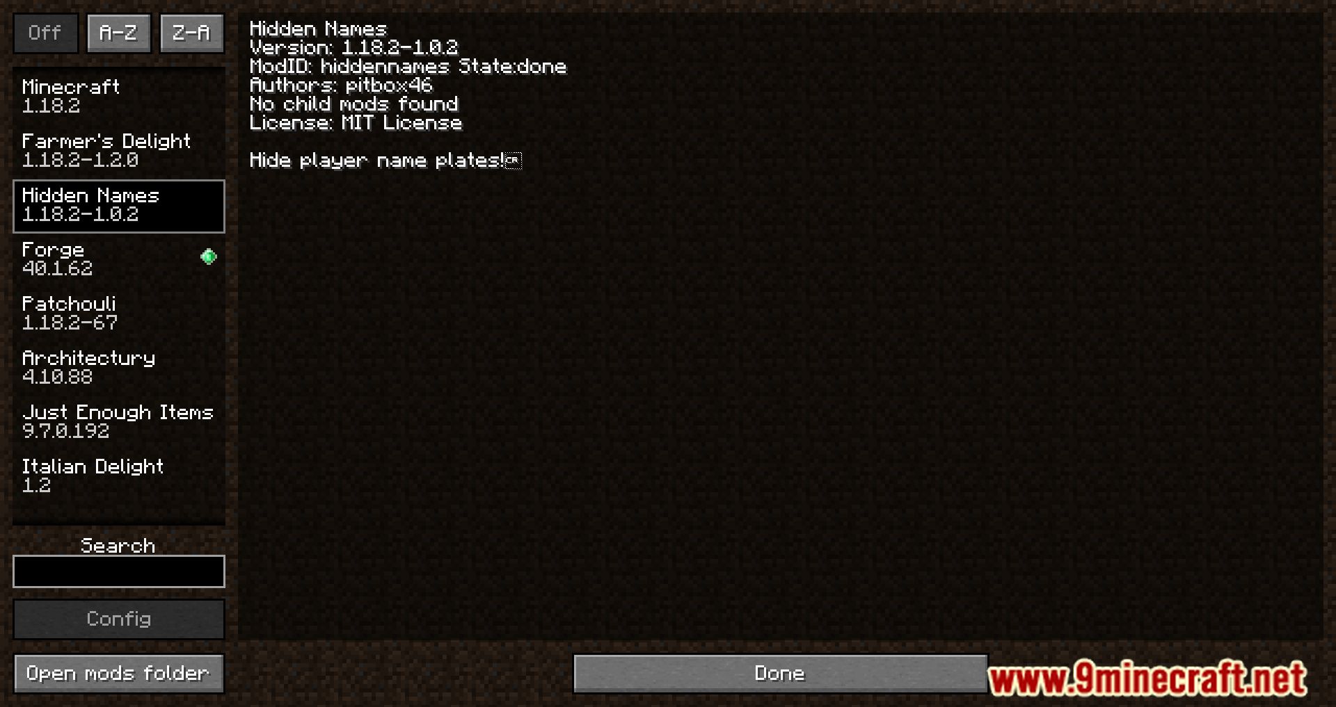 description_0 Hidden Names Mod 1.20.4 - Настройте имена других игроков, скрыв их.