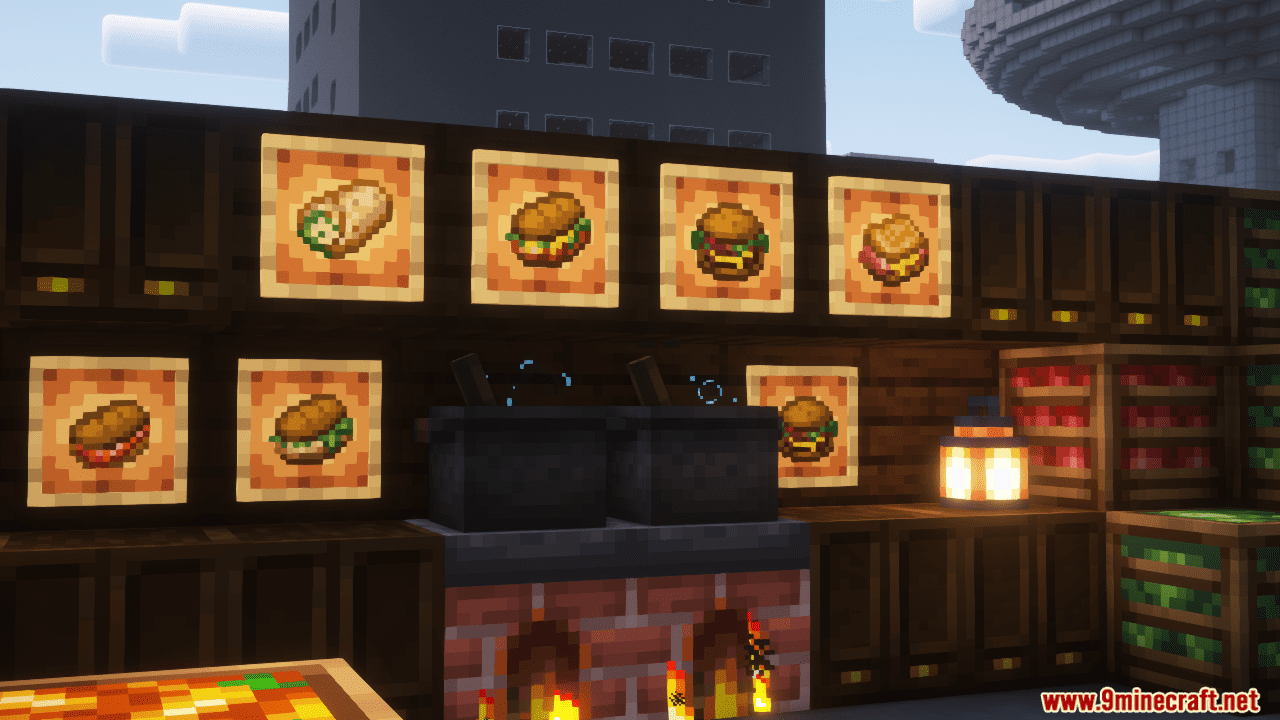 description_5 FastFood Delight Mod (1.19.2) - cheeseburgers, chicken with cheese, etc.!