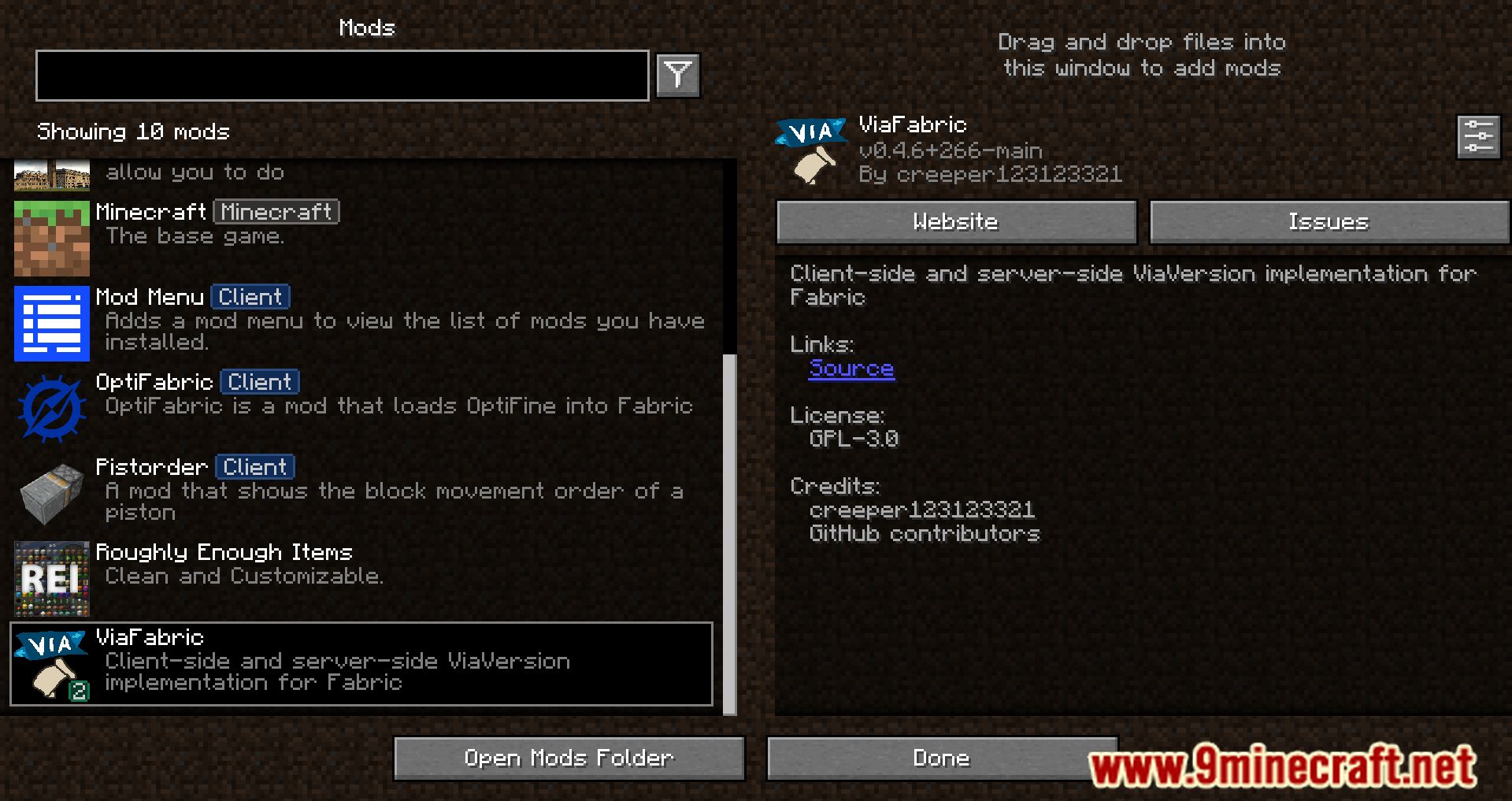description_0 ViaFabric Mod (1.20.4) - используйте различные версии мода