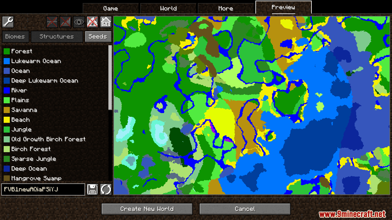 description_1 World Preview Mod (1.20.4) - визуализация видов мира