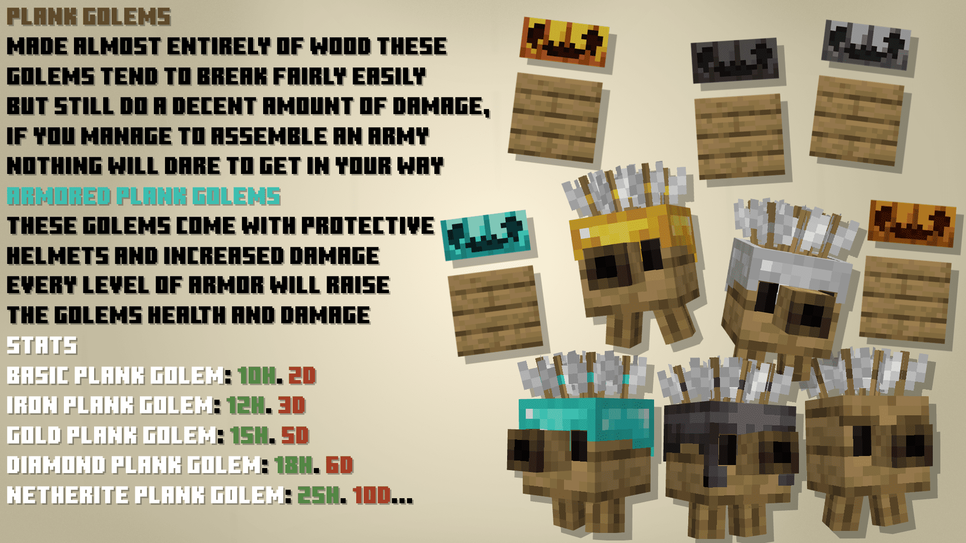 description_0 Miny Golems Mod (1.19.2) - Golems en Minecraft Leyendas