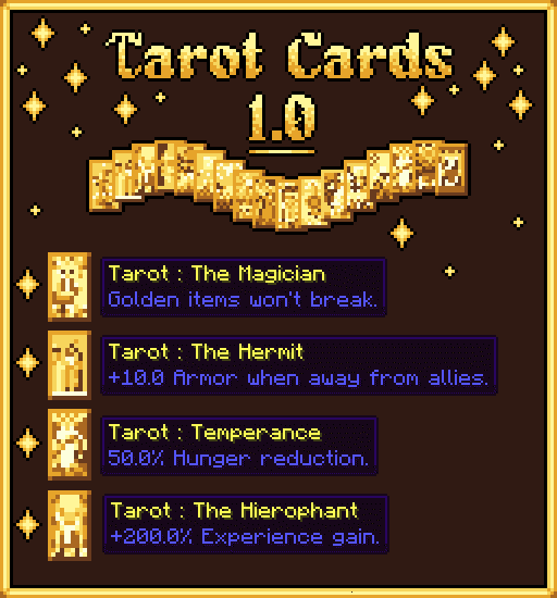 description_0 Tarot Cards Mod (1.20.4) - Cards have abilities