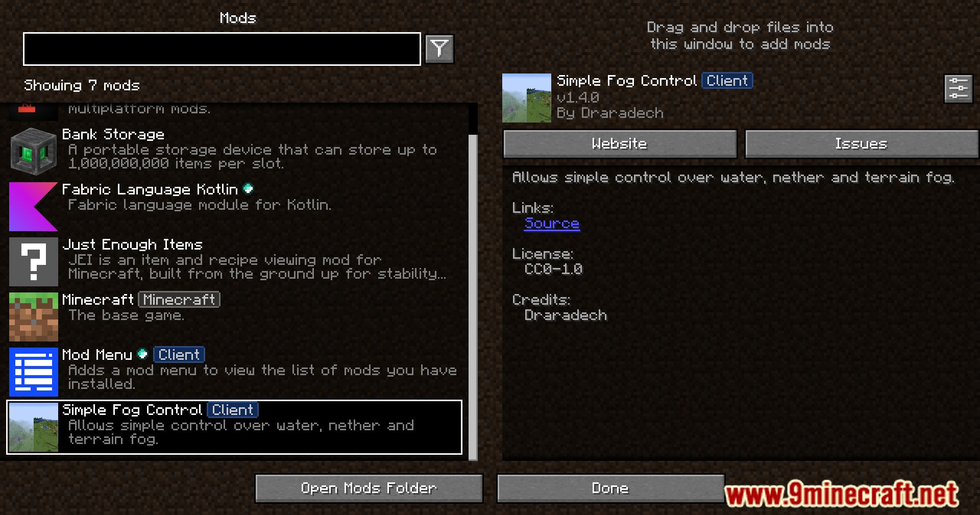 imagem 1 de Simple Fog Control Mod (1.20.5) - limpeza de nevoeiro, ajuste de nevoeiro em Minecraft.