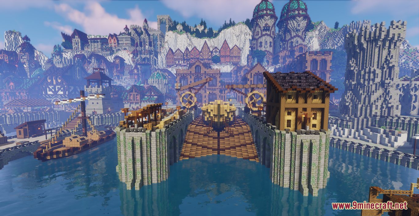 description_1 Map of Kisal (1.20.4, 1.20.1, 1.19.4, 1.19.2, 1.18.2) - medieval port town on the rocks