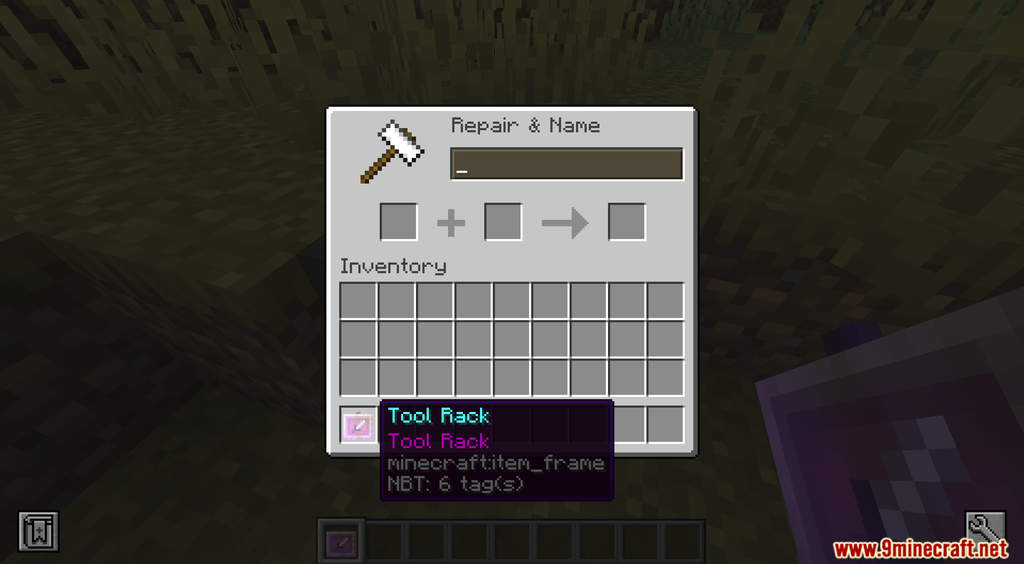 description_1 Tool Rack Data Pack (1.20.2, 1.19.4) - stores tools and weapons!