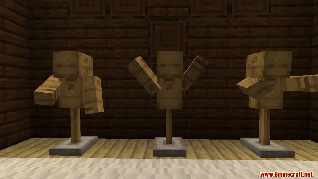 description_8 Mannequins Mod (1.19.2) - манекен, тренировка