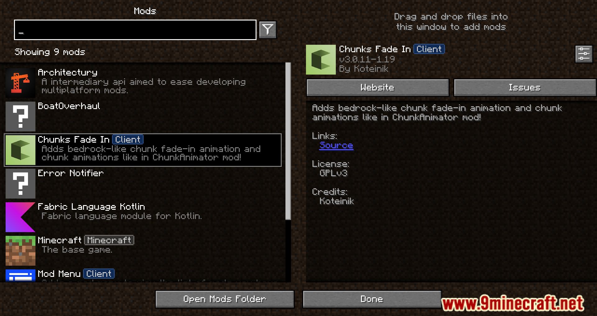 description_0 Chunks Fade In Mod (1.20.4) - fade animation for chunks